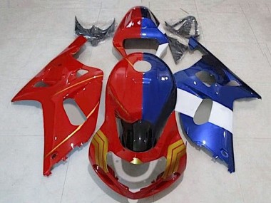 Purchase 2001-2003 Red Blue Split Gold Suzuki GSXR 600 / GSXR 750 Motorcycle Fairings UK