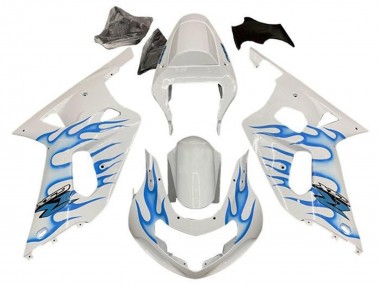 Purchase 2001-2003 White Blue Flame Suzuki GSXR 600 / GSXR 750 Motorcycle Fairings UK