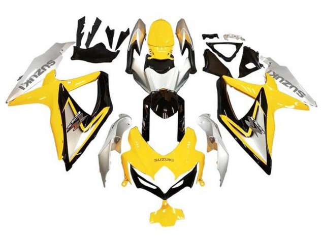 Purchase 2008-2010 Silver Yellow Glossy Black Suzuki GSXR 600 / GSXR 750 Motorcycle Fairings UK