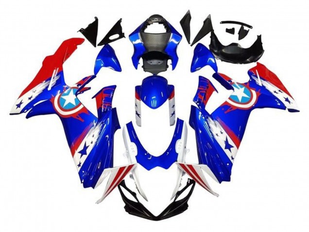 Purchase 2011-2024 Blue White Red Captain America Suzuki GSXR 600 / GSXR 750 Motorcycle Fairings UK