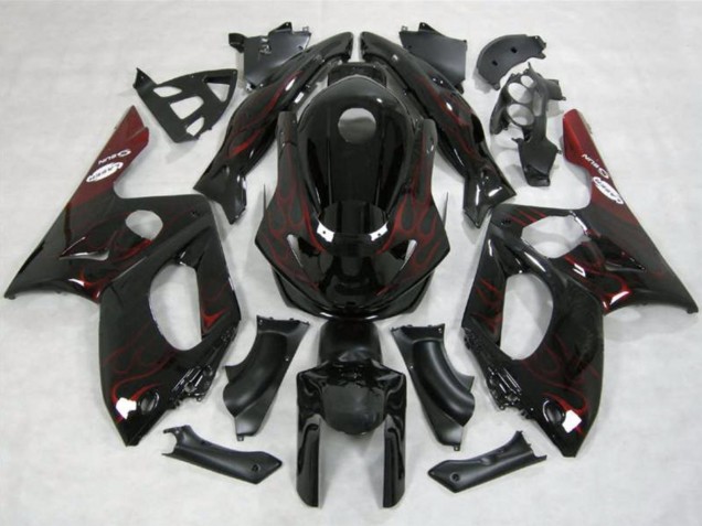 Purchase 1996-2007 Glossy Black Red Flame Yamaha YZF600R Thundercat Motorcycle Fairings UK