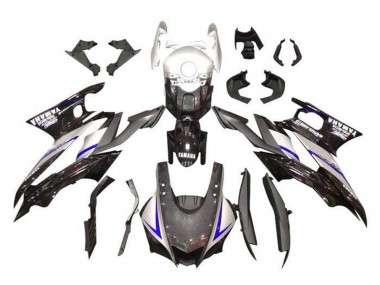 Purchase 2022-2024 Silver Faux Carbon Fiber Blue Yamaha YZF R3/R25 Motorcycle Fairings UK