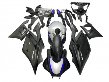 Purchase 2022-2024 Faux Carbon Fiber Silver Blue Yamaha YZF R3/R25 Motorcycle Fairings UK