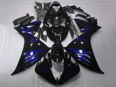 Purchase 2009-2011 Glossy Black Blue Flame Yamaha YZF 1000 R1 Motorcycle Fairings UK