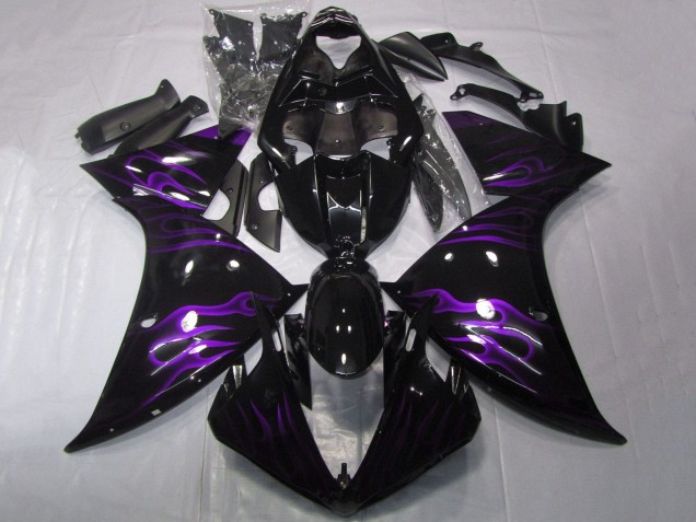 Purchase 2009-2011 Glossy Black Purple Flame Yamaha YZF 1000 R1 Motorcycle Fairings UK