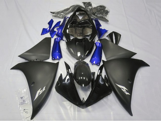 Purchase 2009-2011 Glossy Black Matte Black Blue Yamaha YZF 1000 R1 Motorcycle Fairings UK