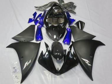 Purchase 2012-2014 Glossy Black Matte Black Blue Yamaha YZF 1000 R1 Motorcycle Fairings UK