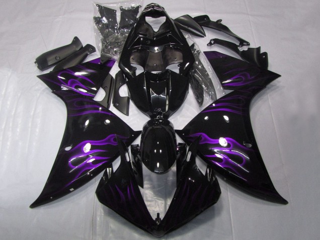 Purchase 2012-2014 Glossy Black Purple Flame Yamaha YZF 1000 R1 Motorcycle Fairings UK