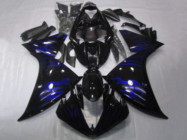 Purchase 2012-2014 Glossy Black Blue Flame Yamaha YZF 1000 R1 Motorcycle Fairings UK