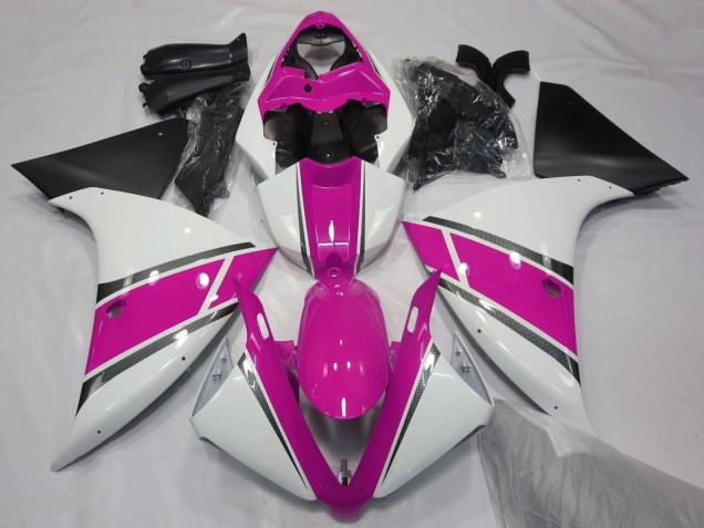 Purchase 2012-2014 White Pink Matte Black Yamaha YZF 1000 R1 Motorcycle Fairings UK