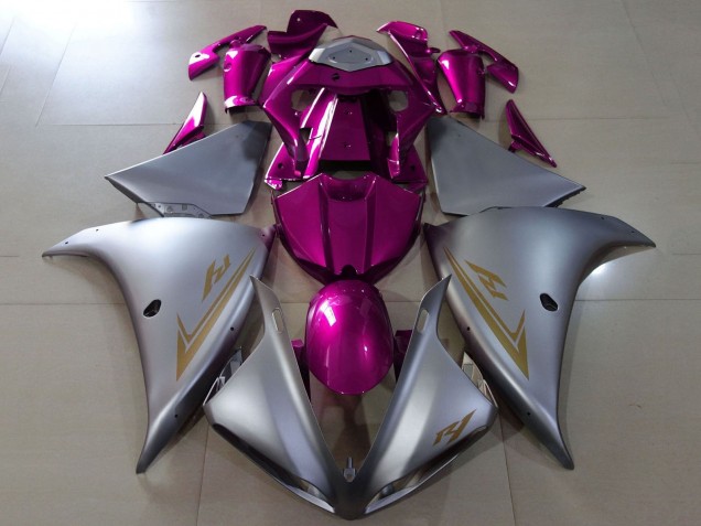 Purchase 2012-2014 Matte Silver Pink Yamaha YZF 1000 R1 Motorcycle Fairings UK