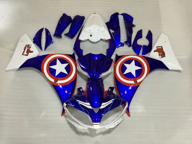 Purchase 2012-2014 White Blue Red Star Captain America Yamaha YZF 1000 R1 Motorcycle Fairings UK