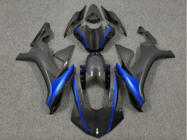 Purchase 2015-2019 Faux Carbon Fiber Blue Yamaha YZF 1000 R1 Motorcycle Fairings UK