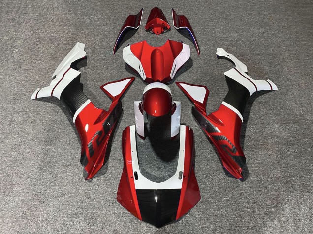 Purchase 2015-2019 White Red Faux Carbon Fiber Yamaha YZF 1000 R1 Motorcycle Fairings UK
