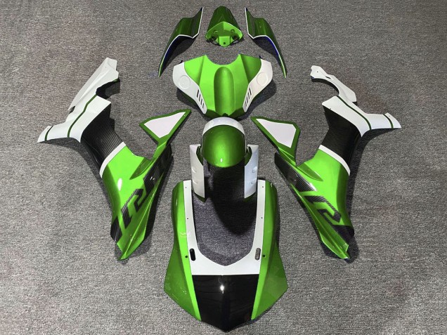 Purchase 2015-2019 White Green Faux Carbon Fiber Yamaha YZF 1000 R1 Motorcycle Fairings UK