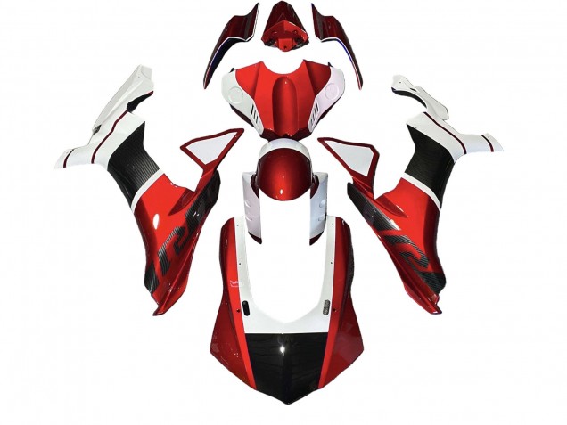 Purchase 2020-2025 White Red Faux Carbon Fiber Yamaha YZF 1000 R1 Motorcycle Fairings UK