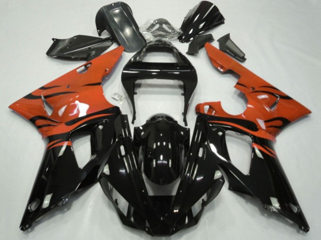 Purchase 2000-2001 Orange Glossy Black Flame Yamaha YZF 1000 R1 Motorcycle Fairings UK