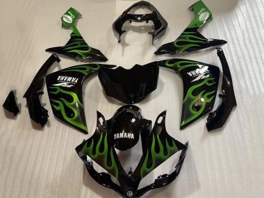 Purchase 2007-2008 Glossy Black Green Flame Yamaha YZF 1000 R1 Motorcycle Fairings UK
