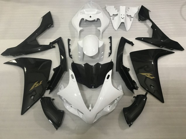 Purchase 2007-2008 White Faux Carbon Fiber Gold Decal Yamaha YZF 1000 R1 Motorcycle Fairings UK