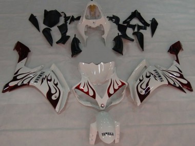 Purchase 2007-2008 White Red Black Flame Yamaha YZF 1000 R1 Motorcycle Fairings UK