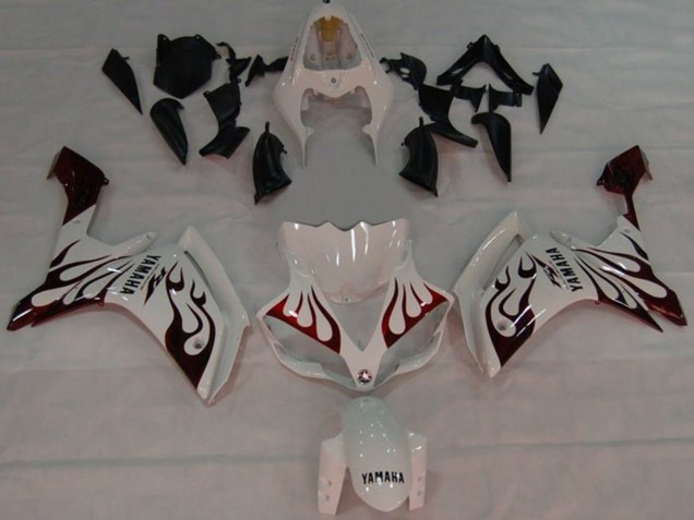 Purchase 2007-2008 White Red Black Flame Yamaha YZF 1000 R1 Motorcycle Fairings UK