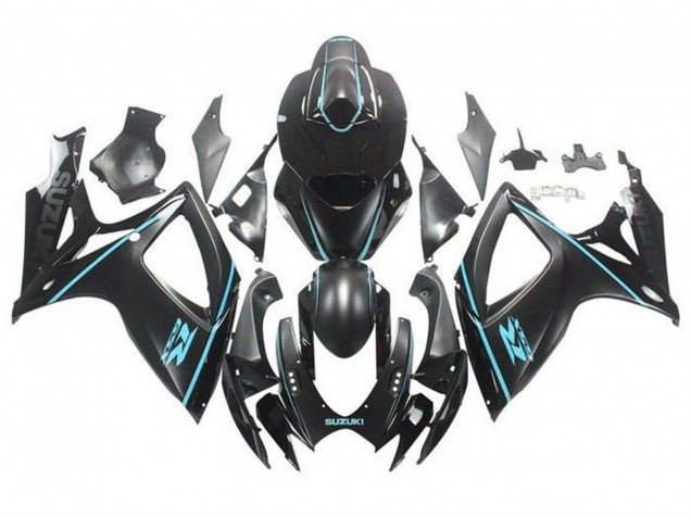 Purchase 2006-2007 Matte Black Turquoise Blue Suzuki GSXR 600 / GSXR 750 Motorcycle Fairings UK