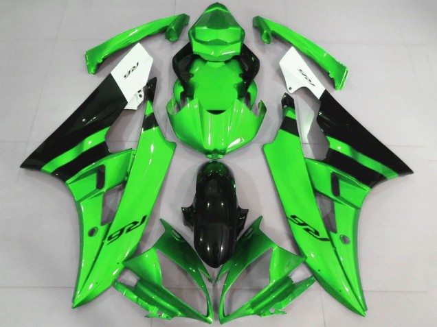 Purchase 2006-2007 Green White Glossy Black Yamaha YZF R6 Motorcycle Fairings UK