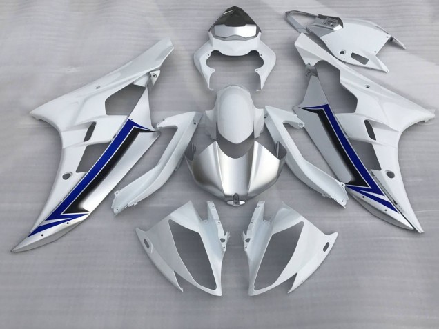 Purchase 2006-2007 White Silver Blue Black Yamaha YZF R6 Motorcycle Fairings UK