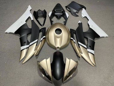 Purchase 2008-2016 White Gold Matte Black Yamaha YZF R6 Motorcycle Fairings UK