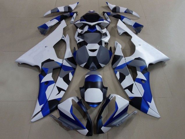 Purchase 2008-2016 White Blue Grey Camouflage Yamaha YZF R6 Motorcycle Fairings UK