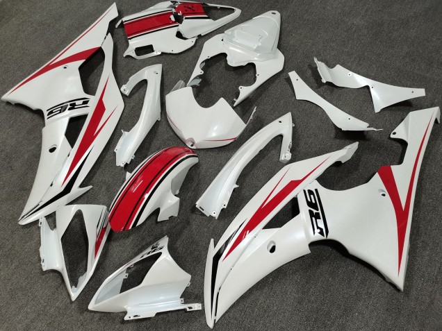 Purchase 2008-2016 Pearl White Red Yamaha YZF R6 Bike Fairings UK
