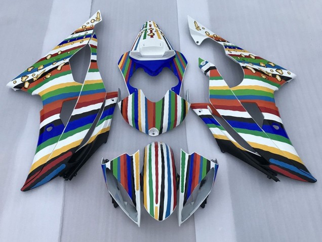 Purchase 2008-2016 White Blue Green Yellow Red Rainbow Stripe Yamaha YZF R6 Motorcycle Fairings UK