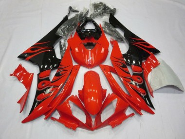 Purchase 2008-2016 Red Glossy Black Flame Yamaha YZF R6 Motorcycle Fairings UK