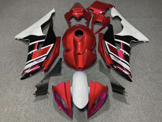 Purchase 2008-2016 White Red Glossy Black Stripe Yamaha YZF R6 Motorcycle Fairings UK