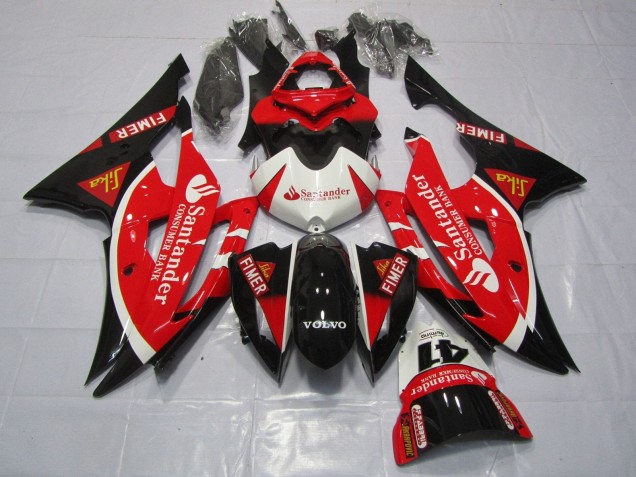 Purchase 2008-2016 White Red Black Santander Yamaha YZF R6 Motorcycle Fairings UK