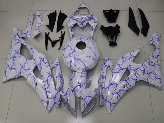 Purchase 2008-2016 White Blue Lightning Yamaha YZF R6 Motorcycle Fairings UK