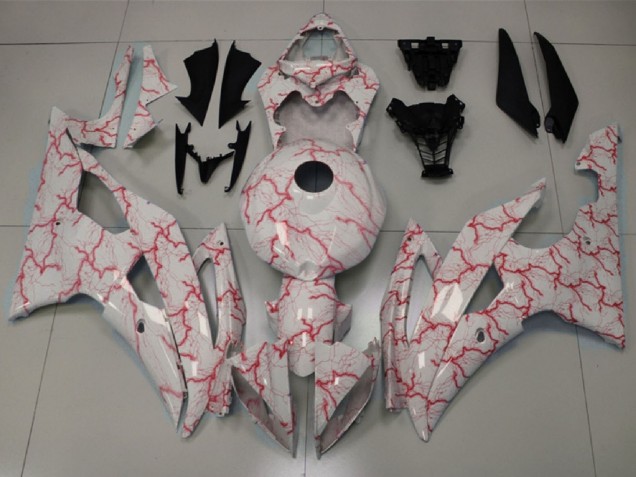 Purchase 2008-2016 White Red Lightning Yamaha YZF R6 Motorcycle Fairings UK