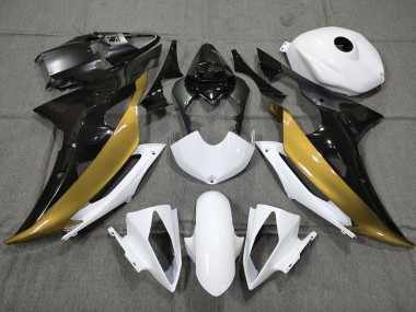 Purchase 2008-2016 White Gold Glossy Black Yamaha YZF R6 Motorcycle Fairings UK