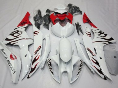 Purchase 2008-2016 White Red Black Flame Yamaha YZF R6 Motorcycle Fairings UK