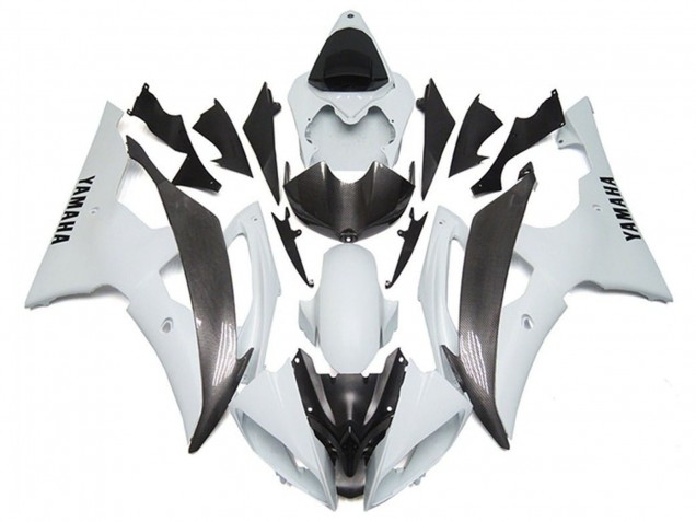 Purchase 2008-2016 White Faux Carbon Fiber Style Yamaha YZF R6 Motorcycle Fairings UK