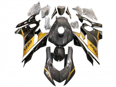 Purchase 2017-2023 Gold White Black Faux Carbon Fiber Yamaha YZF R6 Motorcycle Fairings UK