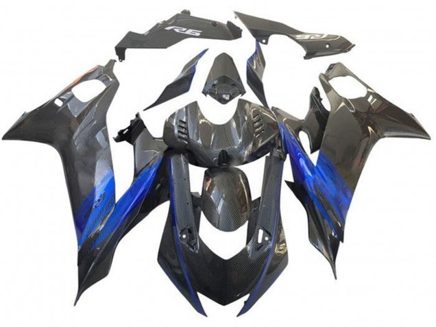 Purchase 2017-2023 Blue Black Faux Carbon Fiber Yamaha YZF R6 Motorcycle Fairing UK