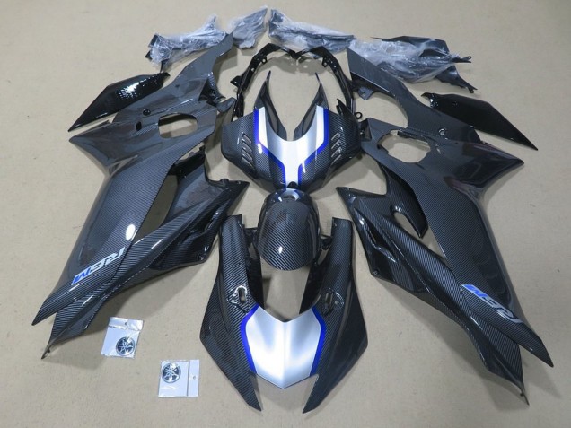Purchase 2017-2023 Silver Blue Black Faux Carbon Fiber Yamaha YZF R6 Motorcycle Fairings UK
