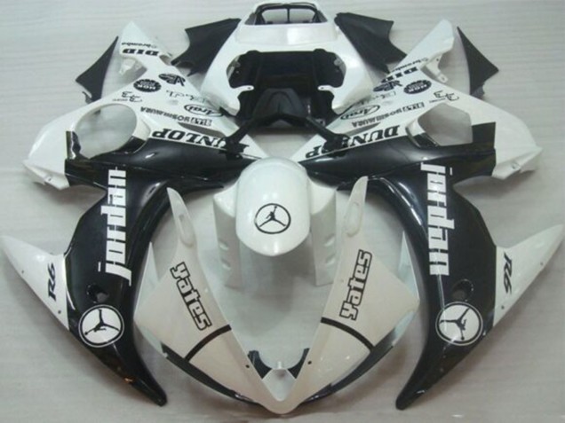 Purchase 2005 White Glossy Black Jordan Dunlop Yamaha YZF R6 Motorcycle Fairings UK