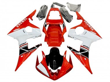 Purchase 2003-2004 Red White Glossy Black Stripe Yamaha YZF R6 Motorcycle Fairings UK