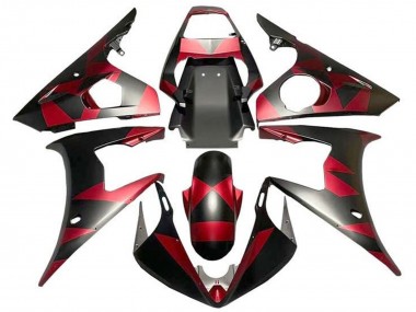 Purchase 2003-2004 Red Matte Black Geometric Yamaha YZF R6 Motorcycle Fairings UK