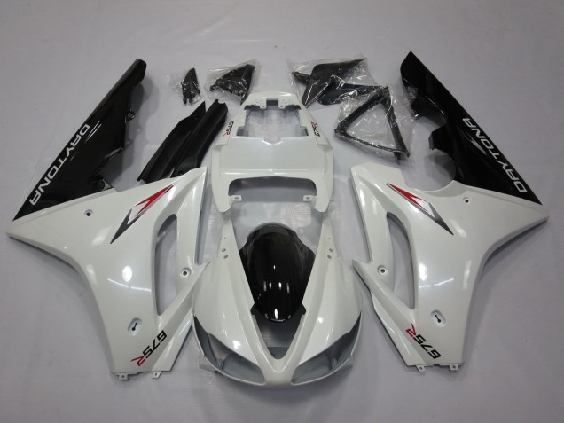 Purchase 2009-2012 White Glossy Black Triumph Daytona 675 Triple Motorcycle Fairing UK