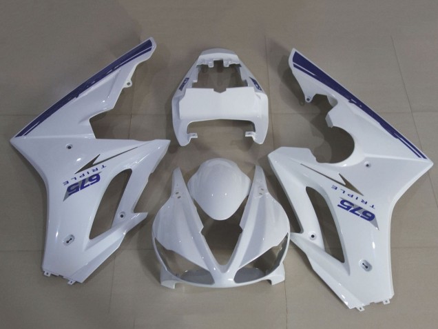 Purchase 2009-2012 White Blue Triumph Daytona 675 Triple Motorcycle Fairing Kits UK