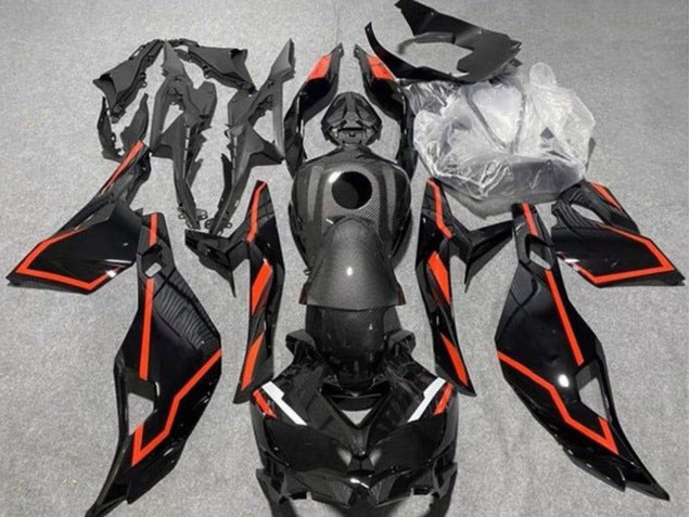 Purchase 2019-2025 Faux Carbon Fiber Black Red Kawasaki ZX4R ZX-4RR Motorcycle Fairings UK