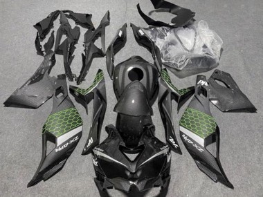 Purchase 2019-2025 Faux Carbon Fiber Green Grey Kawasaki ZX4R ZX-4RR Motorcycle Fairings UK